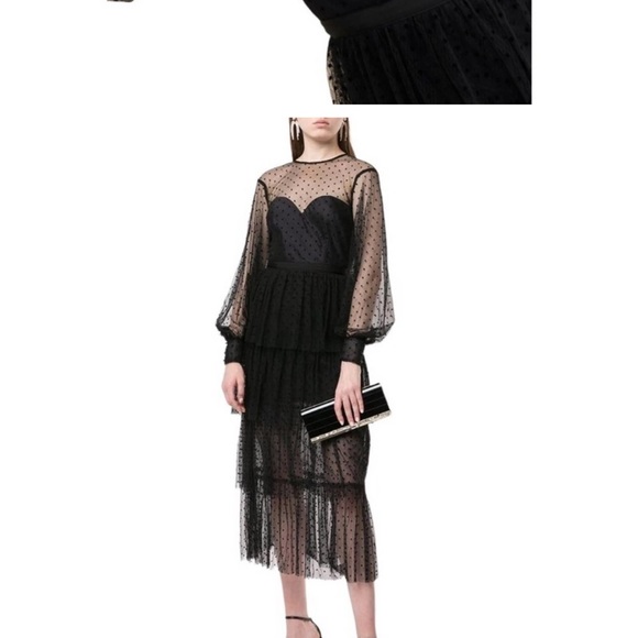 NEW ALICE MCCALL Sheer Black Polka Dot Mysteria Midi Dress - Picture 8 of 9